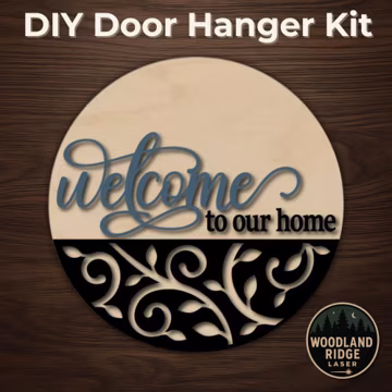 Floral Welcome Door Hanger Kit – Laser Cut Wood DIY Craft