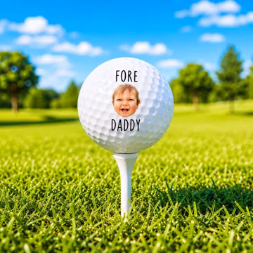 Personalized Photo Golf Balls for Dad, Fathers Day Golf Gift from Kids, Custom Face Golf Ball, Fore Daddy Golf Gift