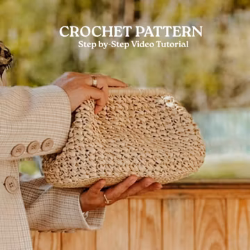 Crochet Raffia Mini Bag Pattern – Dumpling Cloud Ruffle Clutch PDF + Video Tutorial, English