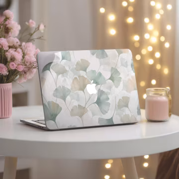 Ginkgo Leaf Pattern Vinyl sticker set Macbook Air 15 13 Inch Skin Minimal Pastel Neo A18 Pro 14 16" Decal M5 M4 M2 M3 2026 2019 A3426 A2179