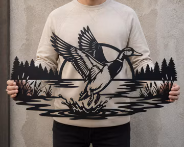 Mallard Duck Laser Cut File SVG DXF, Waterfowl Flying Wall Art, Hunting Lodge