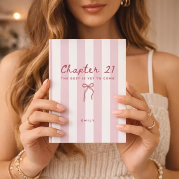Chapter 21 Name Stripe Journal, Birth Month Flower Gift, Personalised Birthday Gift for 21 Year Old Daughter 21st Birthday Gift for Her