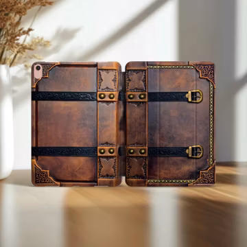 Ancient Book iPad Cover 9.7 inch A16 old leather pattern iPad 12.9 2021 Case Mini 5 2024 11 Pro 13 10.2 8 9 Gen 6 Air 7 Smart folio medieval