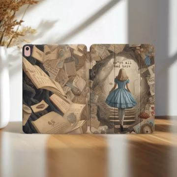 Fantasy Book Art iPad Pro 12.9 Case Air 13 11 inch Alice 10.9 in 10.2 A16 Wonderland Mini 7 6 5 4 3 2 10th 9th 8th Gen Literary themed Cover