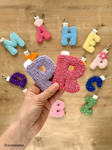 Custom Punch Needle Keychain: Handmade Initial Letter Keyring