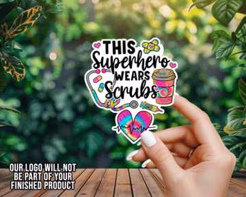 This Superhero Wears Scrubs - Nurse Decal - RN - MD - EMS - Vinyl Sticker - Window Decal - Car Decal - Window Sticker