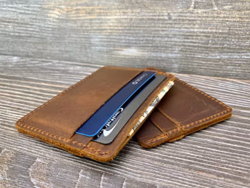 Minimalist Leather Wallet, Personalized Slim Front Pocket Wallet, Men's Cardholder, Distressed Leather Cardholder, Perfect Gift