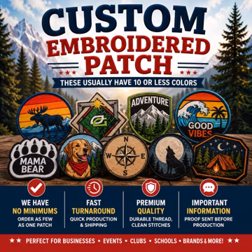 CUSTOM Embroidered Patch - Up To 11" - Iron/Sew-on/Hook - Personalized Business Logo - Your Design for Gifts Art Projects Bags Hats Clothing