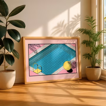 Retro Pool Print: 80s Style Vaporwave Art (Digital Download)