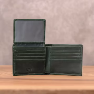 Full Grain Leather Bifold Wallet: Personalized ID Window, Monogram Available