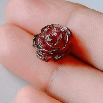 Red Rose Flower Carved Garnet, gemstone carved flower, garnet rose flower, handcrafted flower, garnet for jewelry, unique gift for her