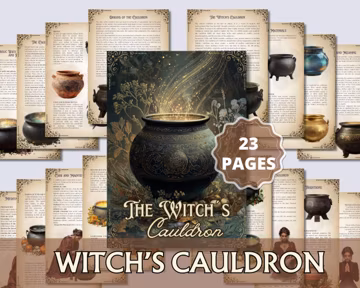 Witch Cauldron Grimoire Pages | Printable Book of Shadows PDF on History, Symbolism, Rituals, Consecration & Prayers