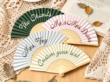 Custom Striped Text Folding Fan, Personalized Name Hand Fan, Wedding Guest Favor, Bridesmaid Gift