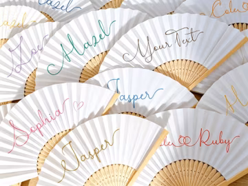 Custom Text Hand Folding Fans, Summer Party Favors, Bridesmaid Gift, Event Giveaway