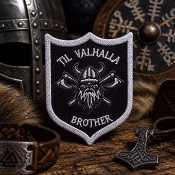 Till Valhalla Patch/Iron-on Patch/Viking Shield/Norse Warrior/Brotherhood Tribute/Sew-on Applique for Clothing Vest/Jacket Hats Backpack