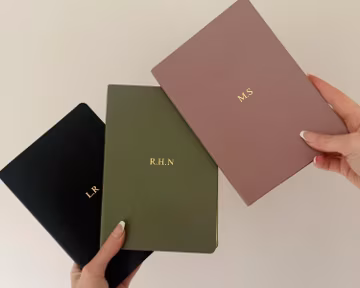 Personalised Journal: PU Leather Notebook - Hand Stamped Initial Book, A5 B5 Lined Notepad