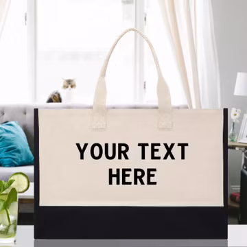 Custom XL Canvas Beach Tote Bag – Personalized Weekender with Zipper