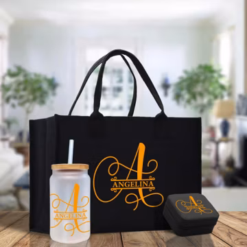 Personalized Initial Canvas Tote Bag, Wedding Gift Set (SMN1001)