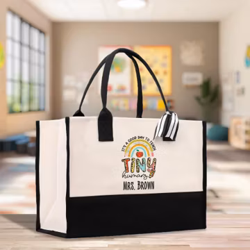 Personalized Teacher Tote Bag: Cotton Canvas Appreciation Gift (TTB1082)