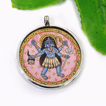 Handmade Sterling Silver Kali Mata Pendant: Hindu Goddess Jewelry