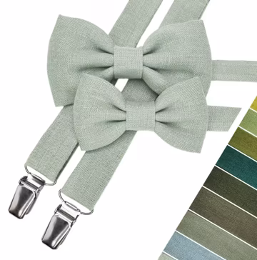 Light Sage Green Child Bow Tie, Light Sage Green Child Suspenders, Toddler Bow tie and Braces, Child Pre-tied Tie, Youth Pre-tied Necktie