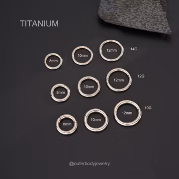 4G/6G/8G/10G/12G/14G Thick Titanium Hinged Segment Clicker/Septum Ring/Nose Ring/Cartilage Hoop/Ear Gauge Plugs ,Versatile/Durable Hoop