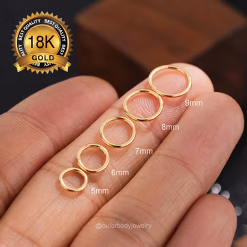 18K Solid Gold Hinged Clicker Hoop/16G/18G/20G Huggie Hoop Earring/Cartilage/Conch/Helix/Nostril Piercing/Lobe Hoop Earring