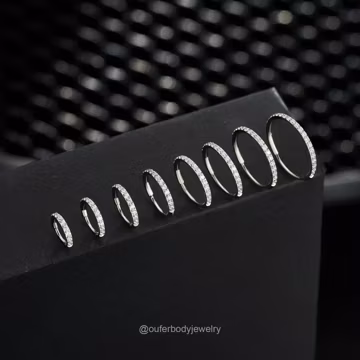 16G/18G/20G Surgica Steel Paved CZ Cartilage Hoop Clicker/Nose Hoop/Helix Hoop/Lobe Earring/Conch/Tragus/Rook Piercing Hoop/Tiny Huggie Hoop