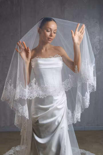 Chantilly Lace Wedding Veil: Cathedral, Two-Layer Ivory Bridal Veil