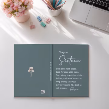 Personalized Chapter 16 Journal, Pastel Birth Flower Keepsake Diary, Birthday Gift for Her