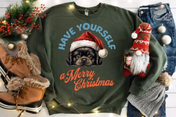 Dog Peeking Merry Christmas Sweatshirt, XMAS Christmas Shirt, Dog Holiday Christmas Crewneck, Dog Lovers Sweatshirt, Holiday sweatshirts