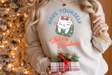 Cute Cat Merry Christmas Sweatshirt, XMAS Christmas Shirt, Cat Holiday Christmas Crewneck, Cat Lovers Sweatshirt, Pet Holiday sweatshirts