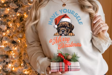 Dog Peeking Merry Christmas Sweatshirt, XMAS Christmas Shirt, Dog Holiday Christmas Crewneck, Dog Lovers Sweatshirt, Holiday sweatshirts
