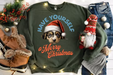 Dog Peeking Merry Christmas Sweatshirt, XMAS Christmas Shirt, Dog Holiday Christmas Crewneck, Dog Lovers Sweatshirt, Holiday sweatshirts