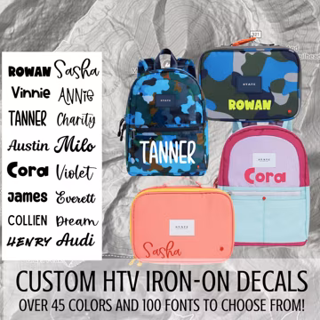 Personalized Name Iron-On Decal, Back to School HTV, backpack