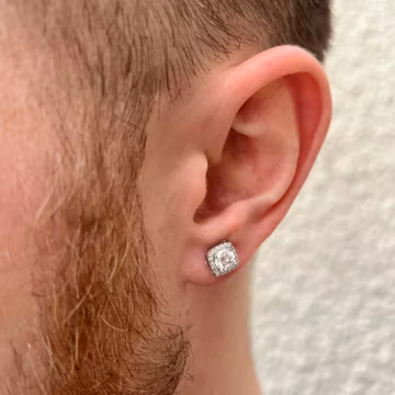 Mens Earrings - Silver Stud Diamond Earring - Moissanite Diamond Stud Earring For Men - Diamond Earring - Mens Jewellery - By Twistedpendant