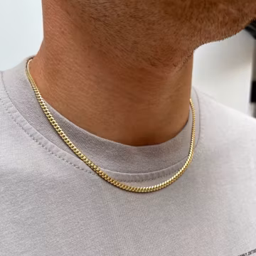 23Kt Gold Chain - Gold Cuban Link Chain - Mens Gold Chains - Mens Chain Link In Gold Plating - Mens Necklace in Gold 20" / 22" Mens Chain