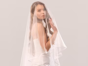 Satin trim veil with blusher, Wedding chapel length veil, Bridal blusher veil, satin ribbon edge veil