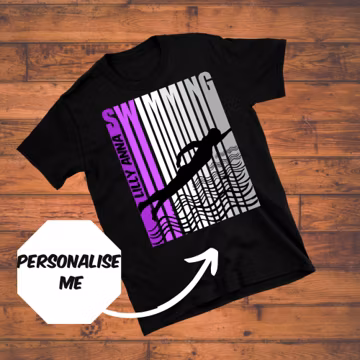 Girls Personalized Swimming Shirt - Customized Swimmer T Shirt for Girls, Gift for Swim Fans Birthday, Personalise T-Shirt for Kids