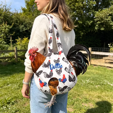 Personalized Embroidered Name Chicken Carrier Bag, Custom Name Small Poultry Travel Tote, Portable Outdoor Carry Pouch for Chicks and Ducks