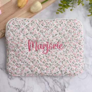 Custom Floral Ipad Sleeve, Personalized Laptop Case with Embroidery Name, Floral Tablet or Macbook Case, Back to School Gifts, Gifts for Her