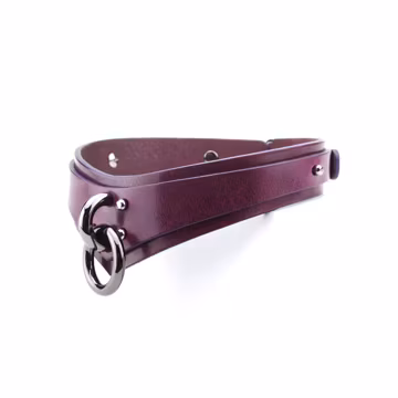 Dark Purple Leather Handmade Slim Collar with Chain Leash for women, collar choker, day collar