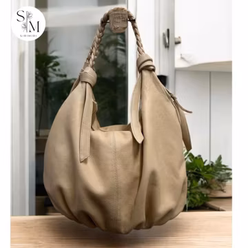 Handmade Washed Leather Hobo Bag: Crossbody with Card Holders
