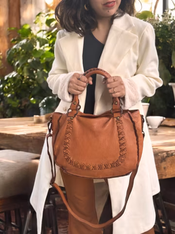 Handcrafted Leather Crossbody Bag: Vintage Washed Leather Handbag