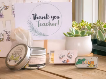 Thank You Teacher! Teacher Appreciation Gifts. Succulent Gift Box. Thank You Gift Box. Natural Succulent & Relaxing Cozy Candle.