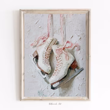 Ice Skate Wall Art Printable Winter Christmas Mood Holiday Decor Gift Cozy Oil Painted