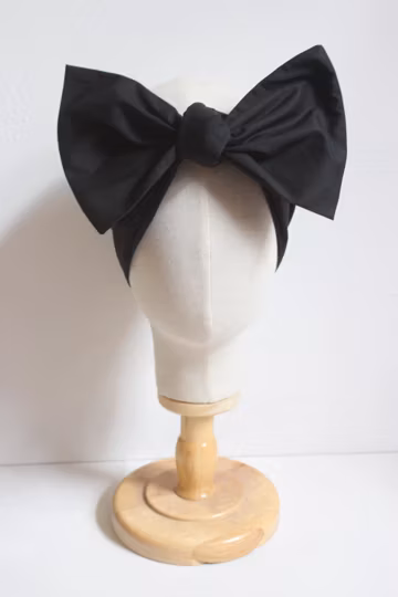 Extra Long Ultra Wide Wired Pattern Headband|Tie Knot|Twisted|Fabric|Dolly Bow|Turban|Hair Bun|Ponytail|Braid Scarf|Hair Wrap|Classic Black