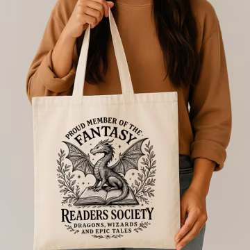 Fantasy Readers Society Canvas Tote Bag - Book Lover Library Bag
