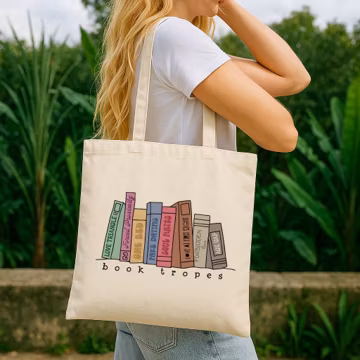Book Tropes Canvas Tote Bag – Library Lover Gift