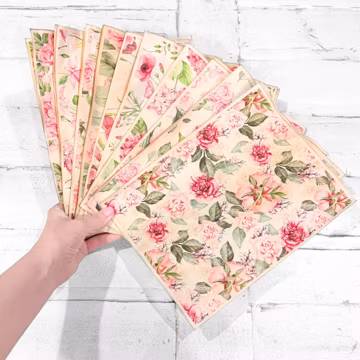 Pack of 20 Handmade Nomad Moon Magic Coffee-Dyed Papers, Pink and Green Floral Variety Pack